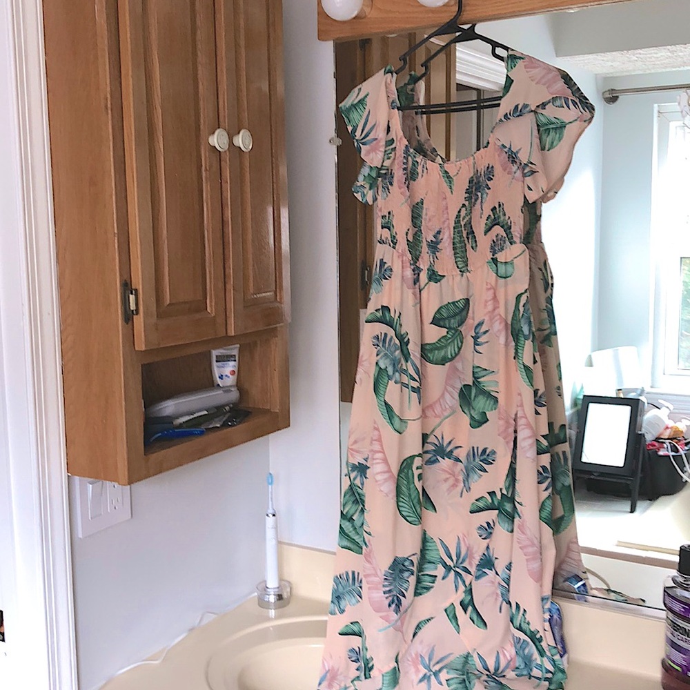 Pink Blush Tropical high-low dress